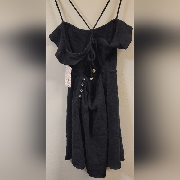 C- NWT Free People More than A Mini gauze dress in black - Picture 5 of 5